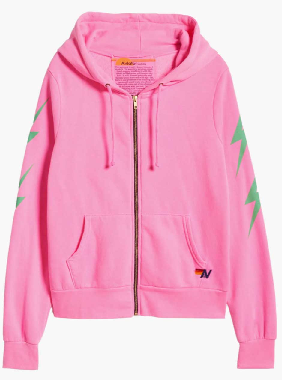 Aviator Nation hot pink zip up shops hoodie