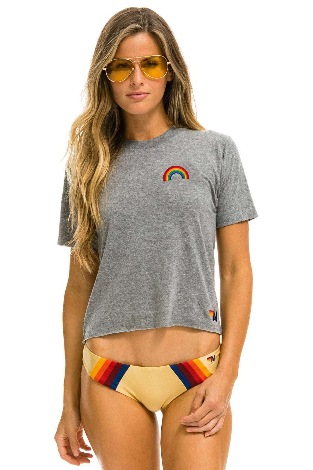 Aviator Nation Rainbow Embroidery Tee White