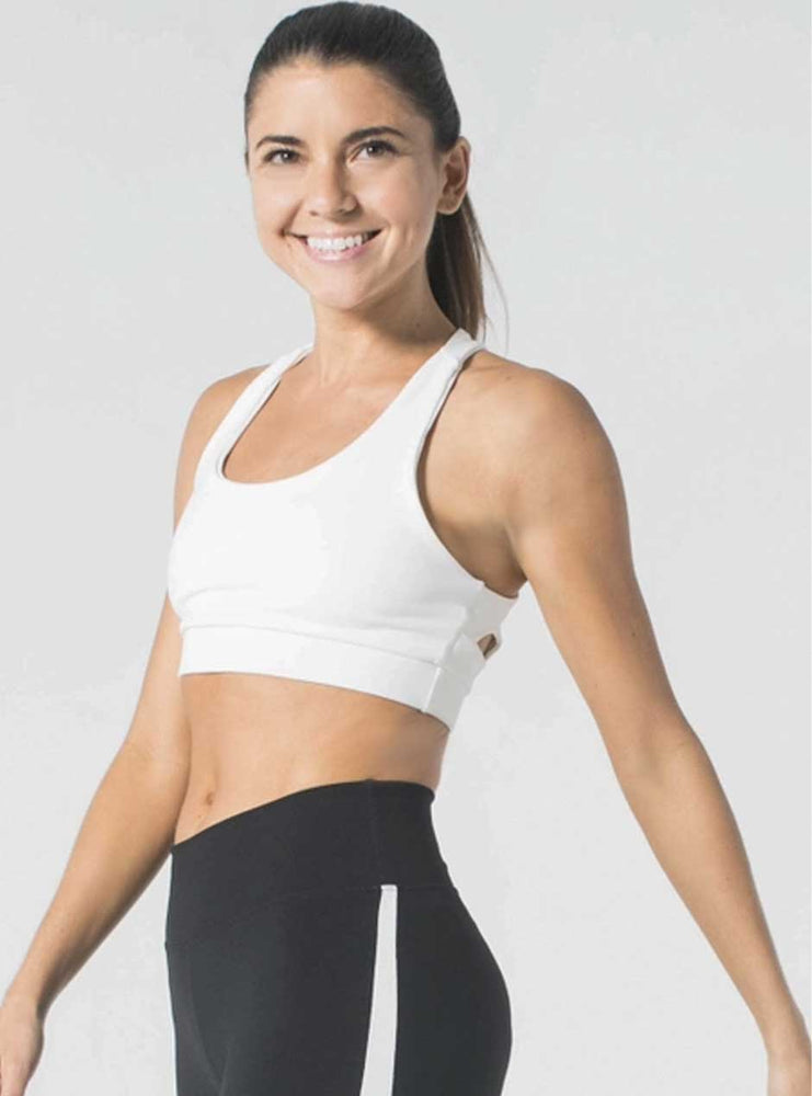 925 Fit Women's Get in Line Tank Sports Bra Top  - White