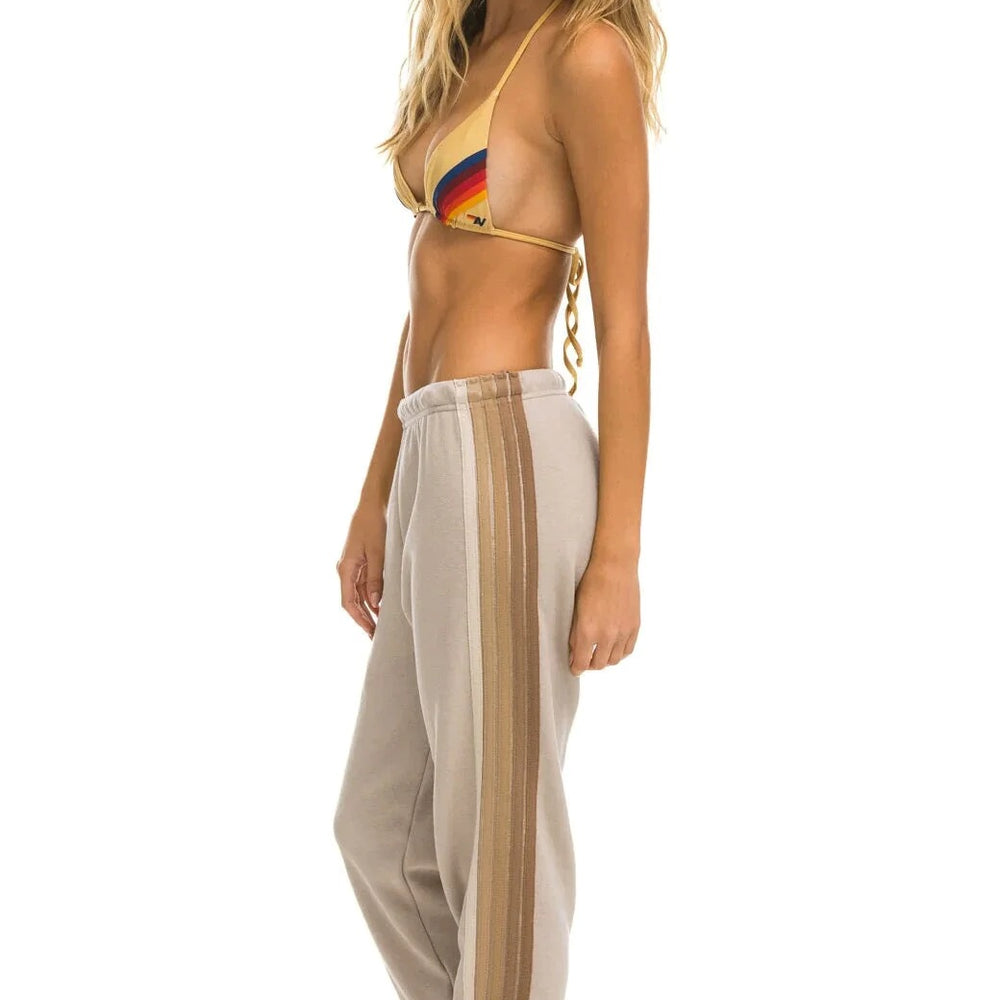Aviator Nation Women's 5 Stripe Sweatpants - Sand Tan