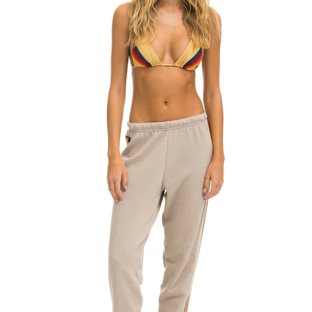 Aviator Nation Women's 5 Stripe Sweatpants - Sand Tan