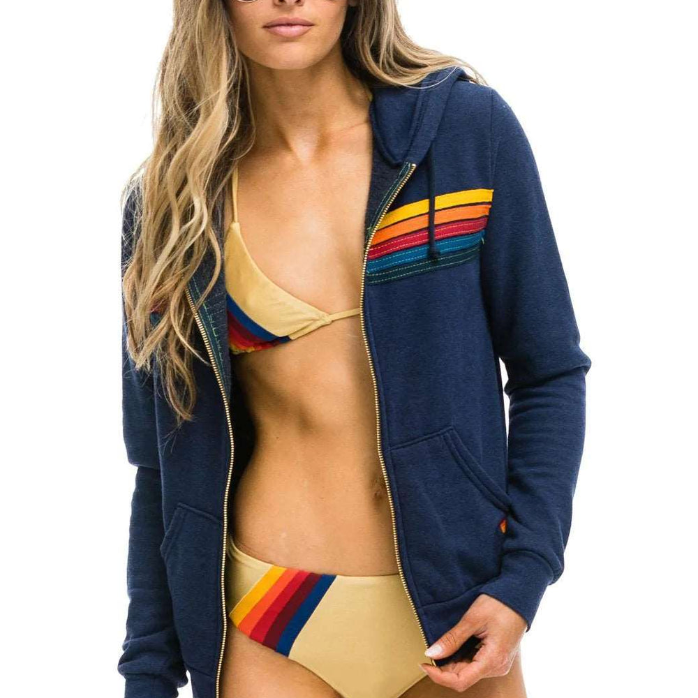 
                  
                    Aviator Nation 5 Stripe Zip Hoodie - NAVY
                  
                