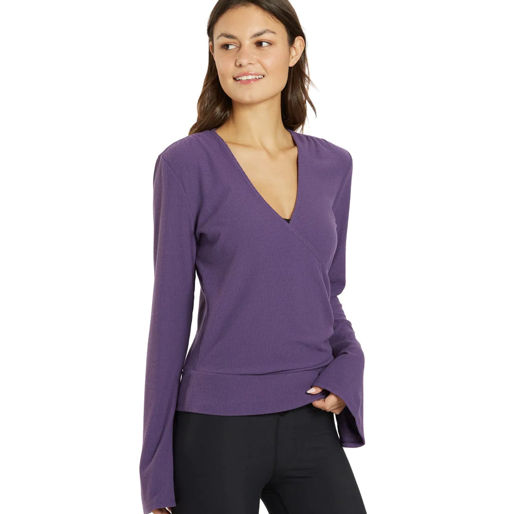 Thrive Société Women's Pleated Wrap Pullover - Loganberry Purple