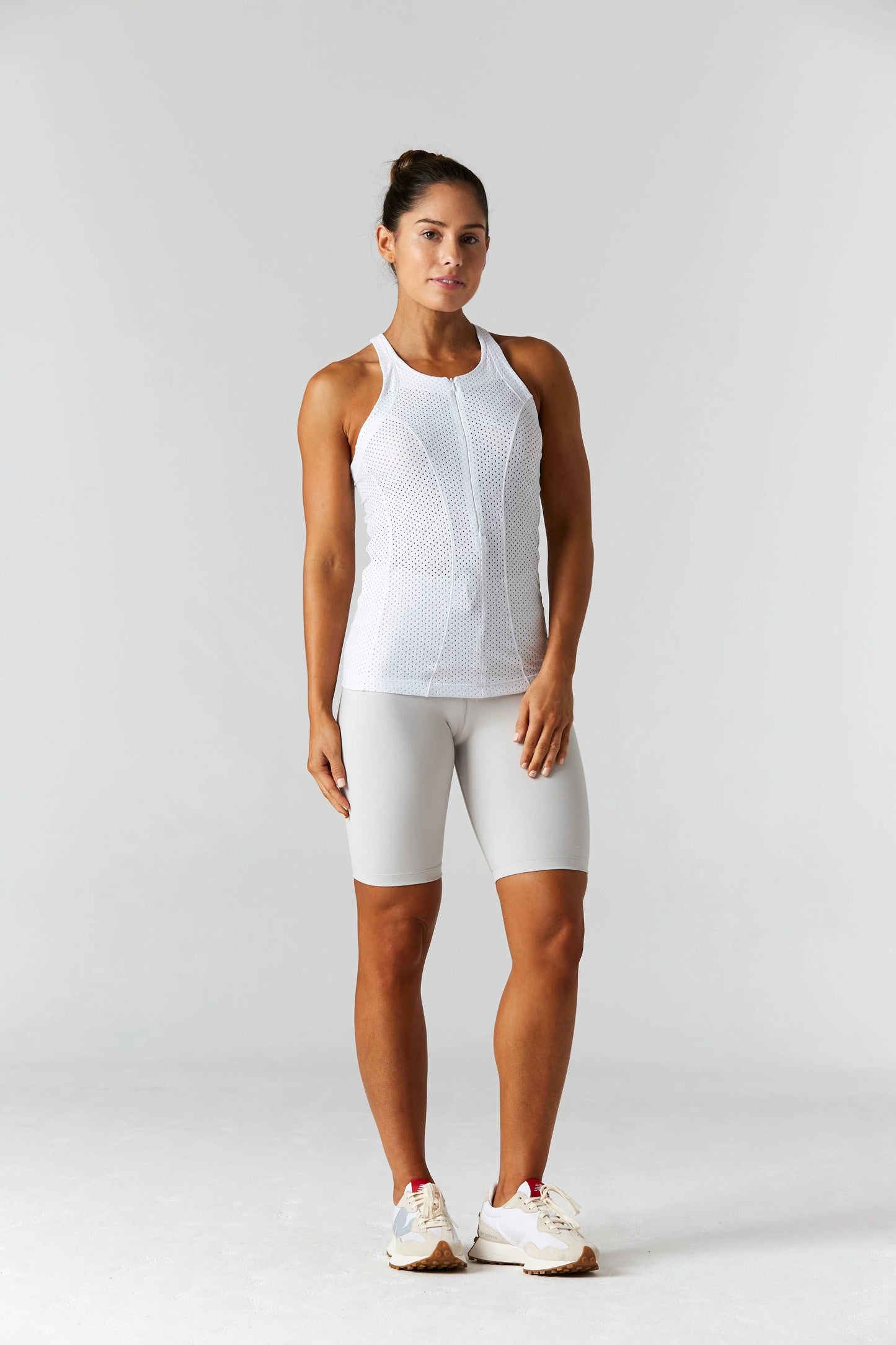 925Fit Open Minded White Mesh Racerback Tank Top