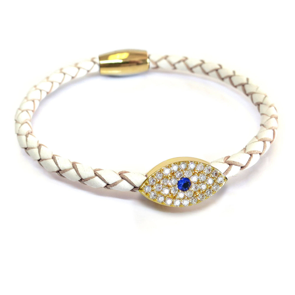 
                  
                    Liza Schwartz Gold Sapphire Evil Eye Leather Bracelet
                  
                