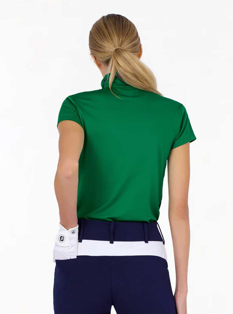 Inphorm Women's Amelia Short Sleeve Quarter Zip Golf Shirt - Ivy Green Ink Blue