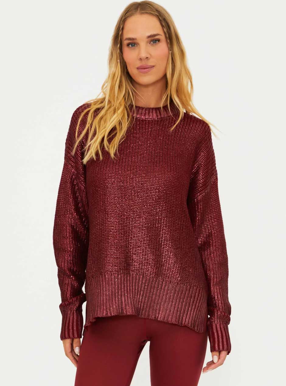 Beach Riot Women's Callie Oversized Sweater - Limited Edition Merlot Shine Red