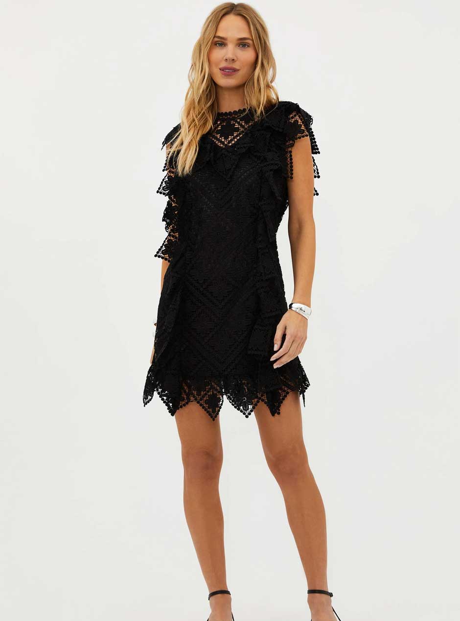 Beach Riot Women's Eugenia Macramé Lace Mini Dress - Black