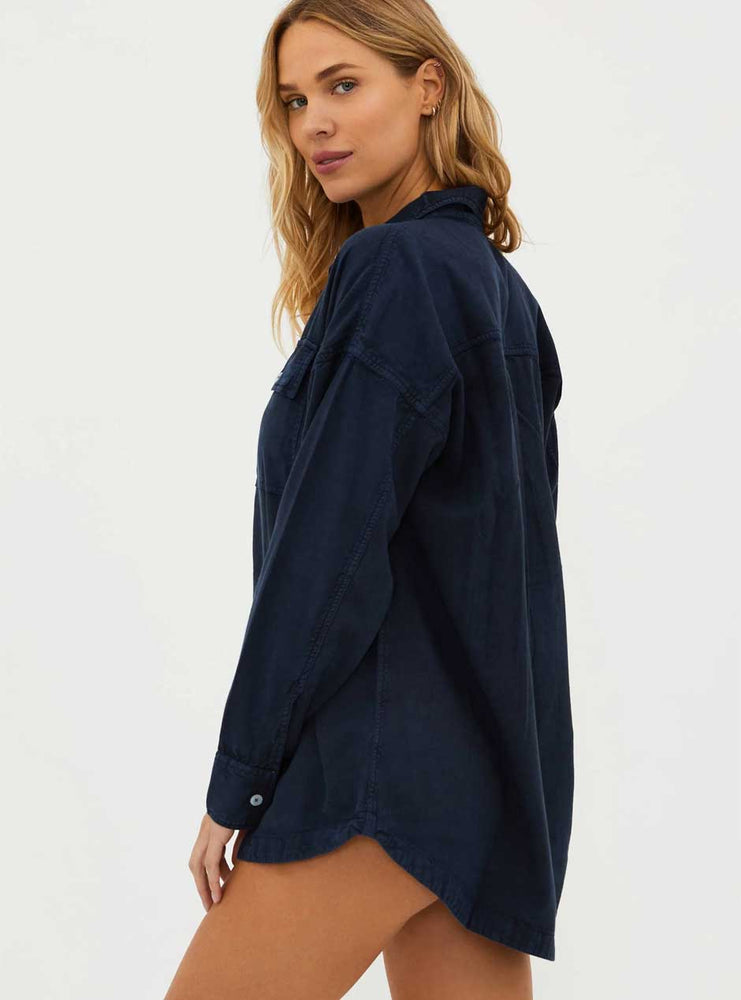 Beach Riot Women's Coramine Oversized Denim Top - Ultramarine Blue