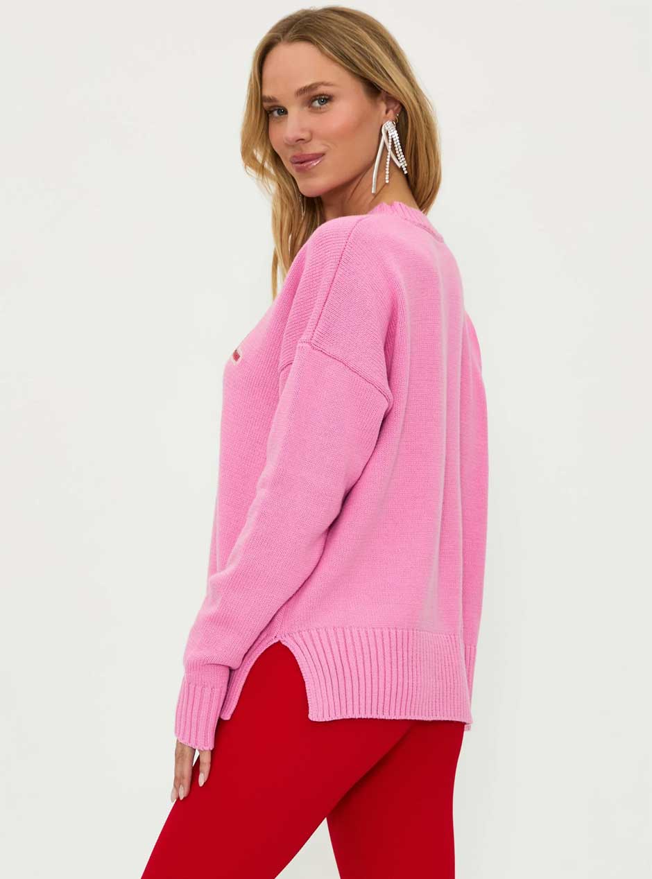 Beach Riot Women's Callie Holly Jolly Oversized Sweater - Limited Edition Gumdrop Pink