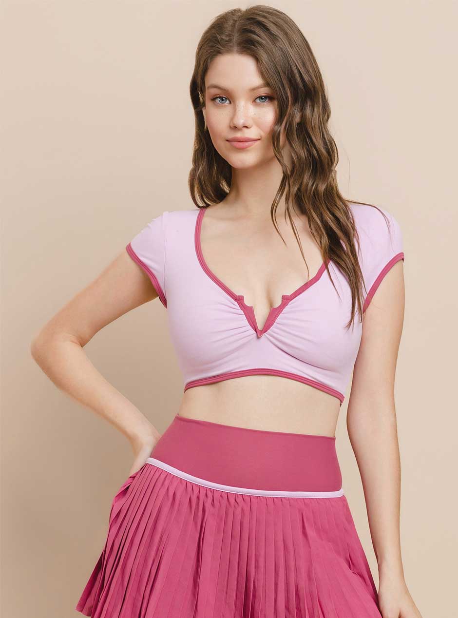 TCEC Women's Emmy Cropped Sports Top - Pink