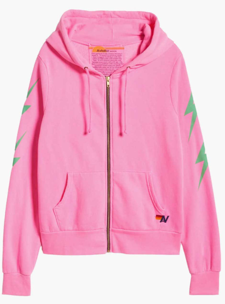 
                      
                        Aviator Nation Women's Bolt Ninja Zip Hoodie - Neon Pink Mint
                      
                    