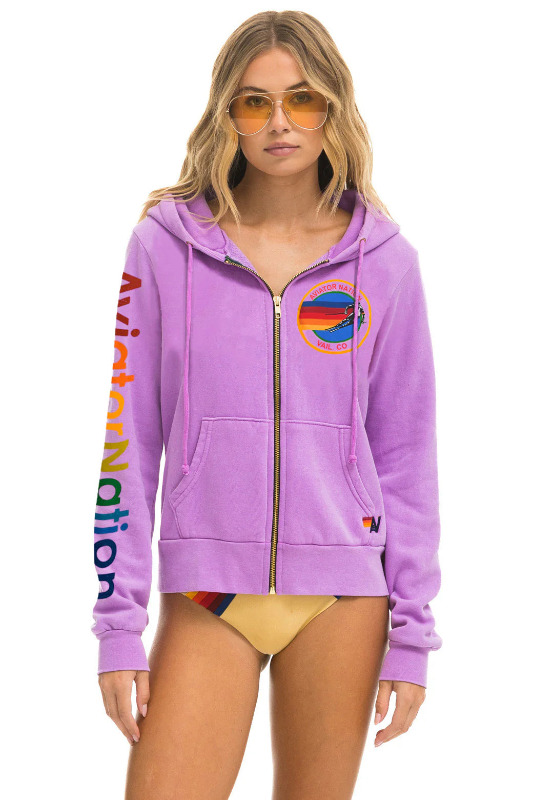 Aviator Nation Relaxed Pullover Hoodie - Neon Purple