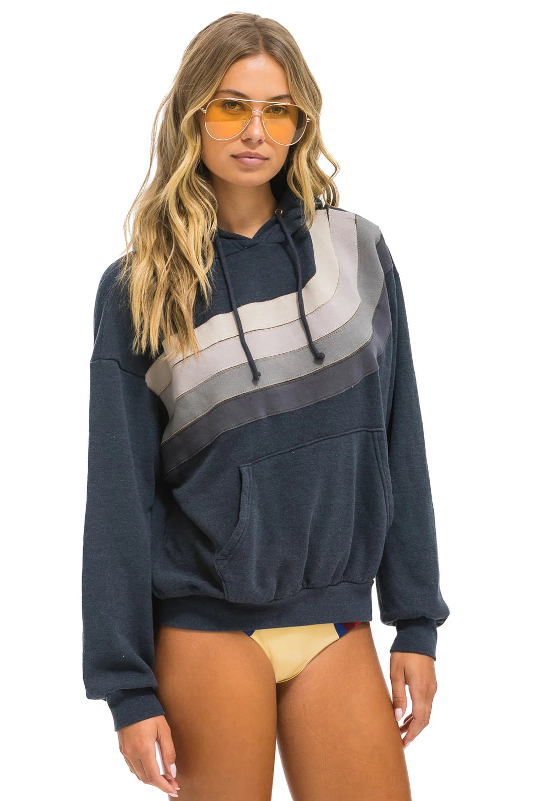 Aviator Nation Wave Stripe 4 Pullover Hoodie Charcoal/ Charcoal