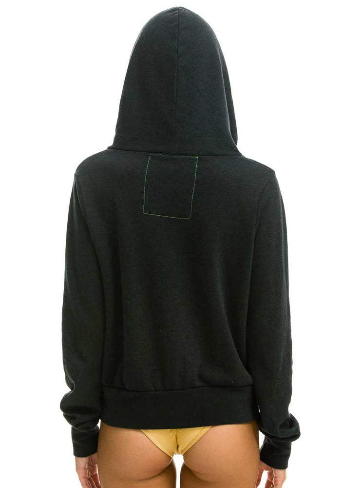 Aviator Nation Women's 5 Stripe Zip Hoodie - Charcoal