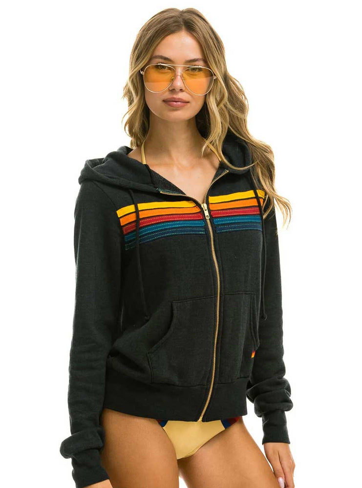 
                  
                    Aviator Nation Women's 5 Stripe Zip Hoodie - Charcoal Grey
                  
                