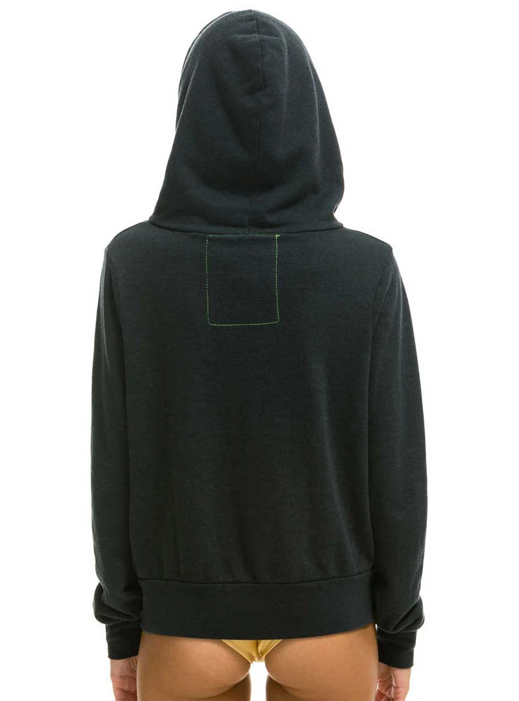 Aviator Nation Women's 5 Stripe Zip Hoodie - Charcoal Grey Blue