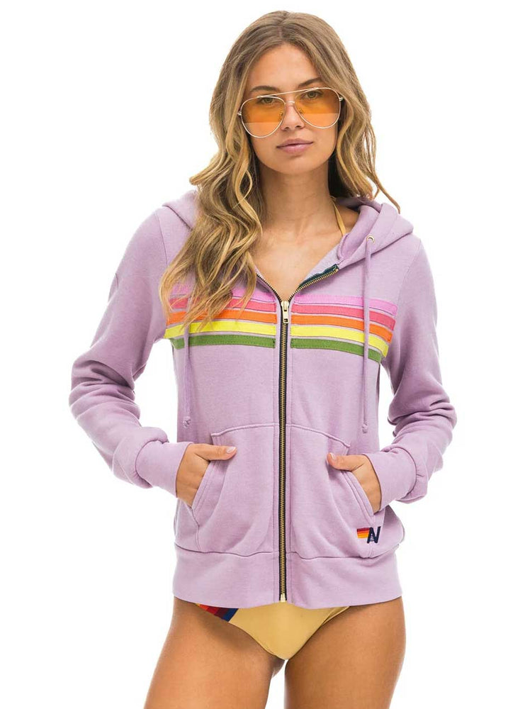 
                      
                        Aviator Nation Women's 5 Stripe Hoodie - Mauve Pink Green
                      
                    