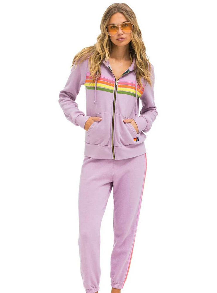 
                      
                        Aviator Nation Women's 5 Stripe Hoodie - Mauve Pink Green
                      
                    