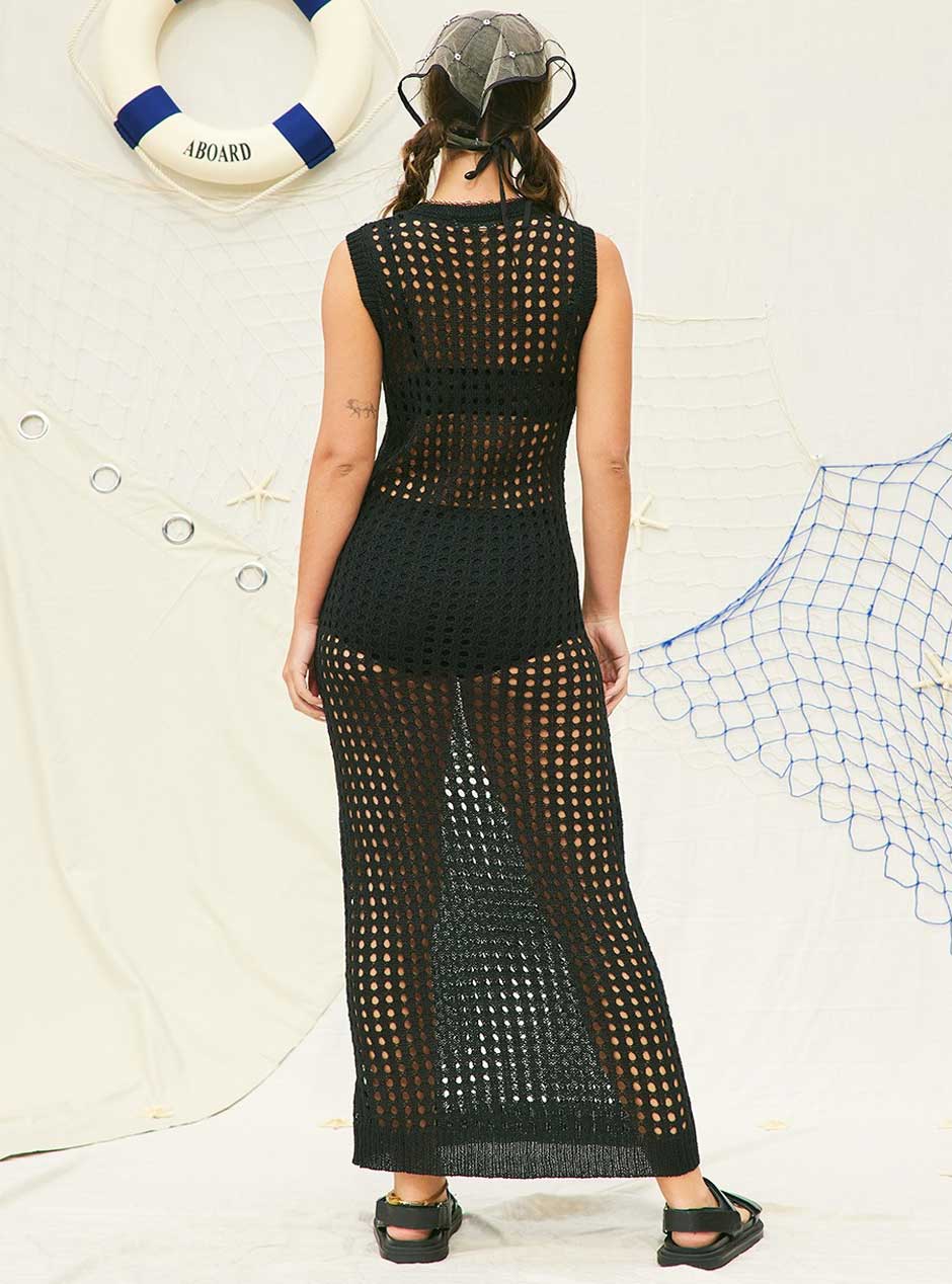 Illa Illa Women's Sheer Crochet Dress - Black