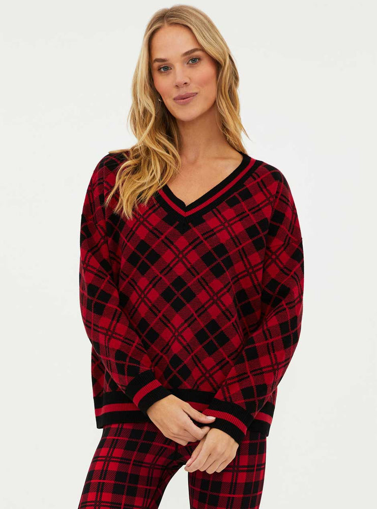 
                      
                        Beach Riot Women's Joey V-Neck Sweater - Merry Plaid Red
                      
                    