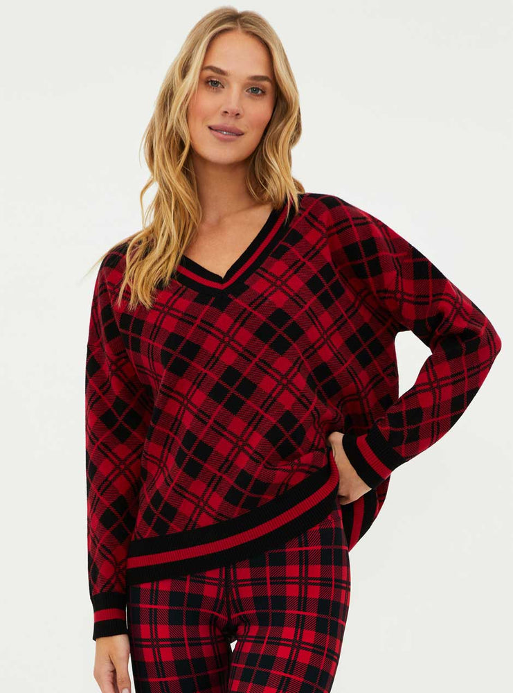 
                      
                        Beach Riot Women's Joey V-Neck Sweater - Merry Plaid Red
                      
                    