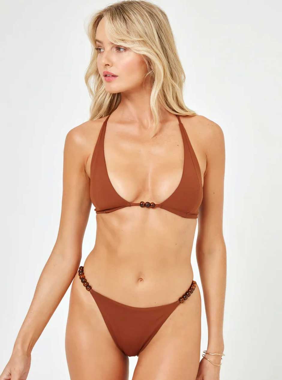 L*Space Women's Jean Halter Bikini Top - Coffee Brown