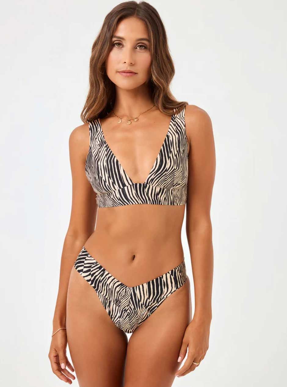 L*Space Women's Harley Long Line Bikini Top - Hypnotica Animal Print