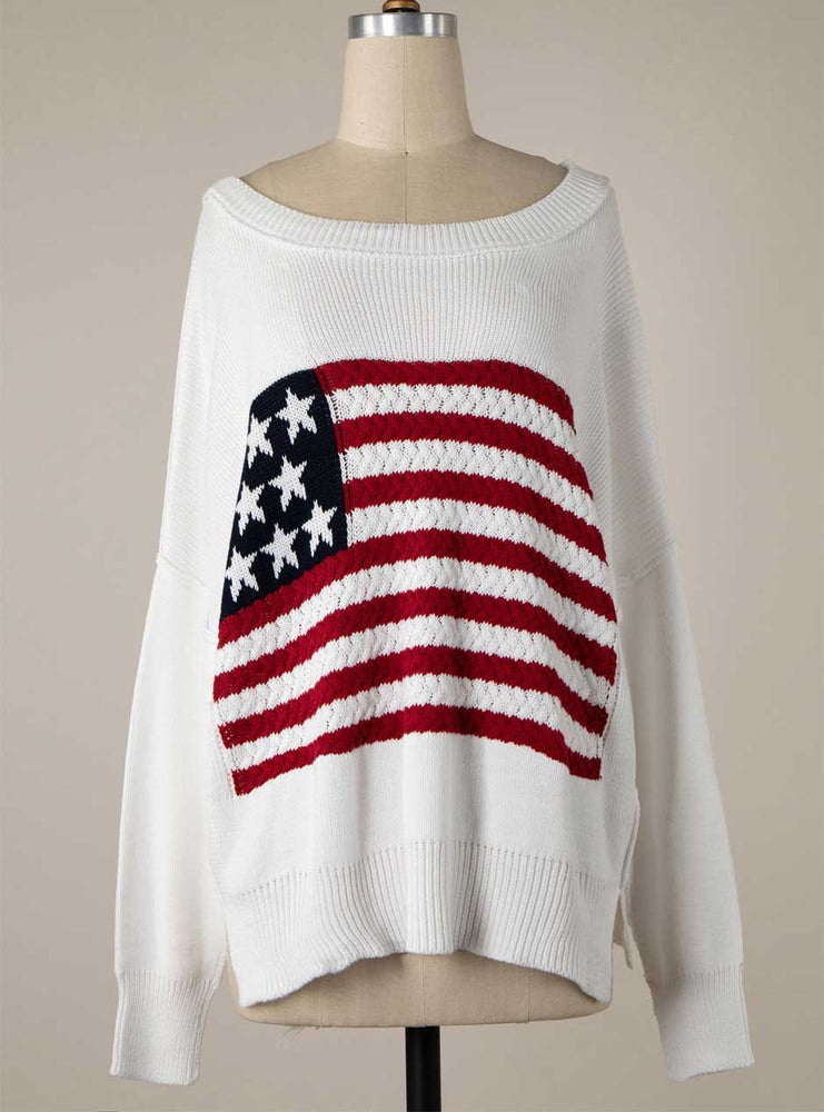 Miracle Women's Flag Crochet Knit Sweater - Ivory