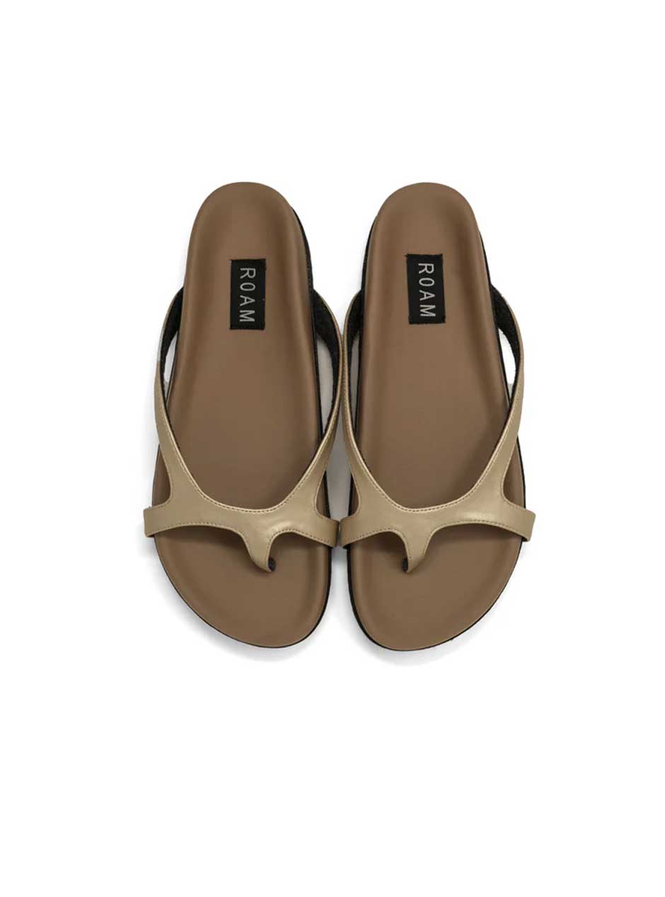 ROAM Women's Demi Thong Vegan Leather Sandals - Gold