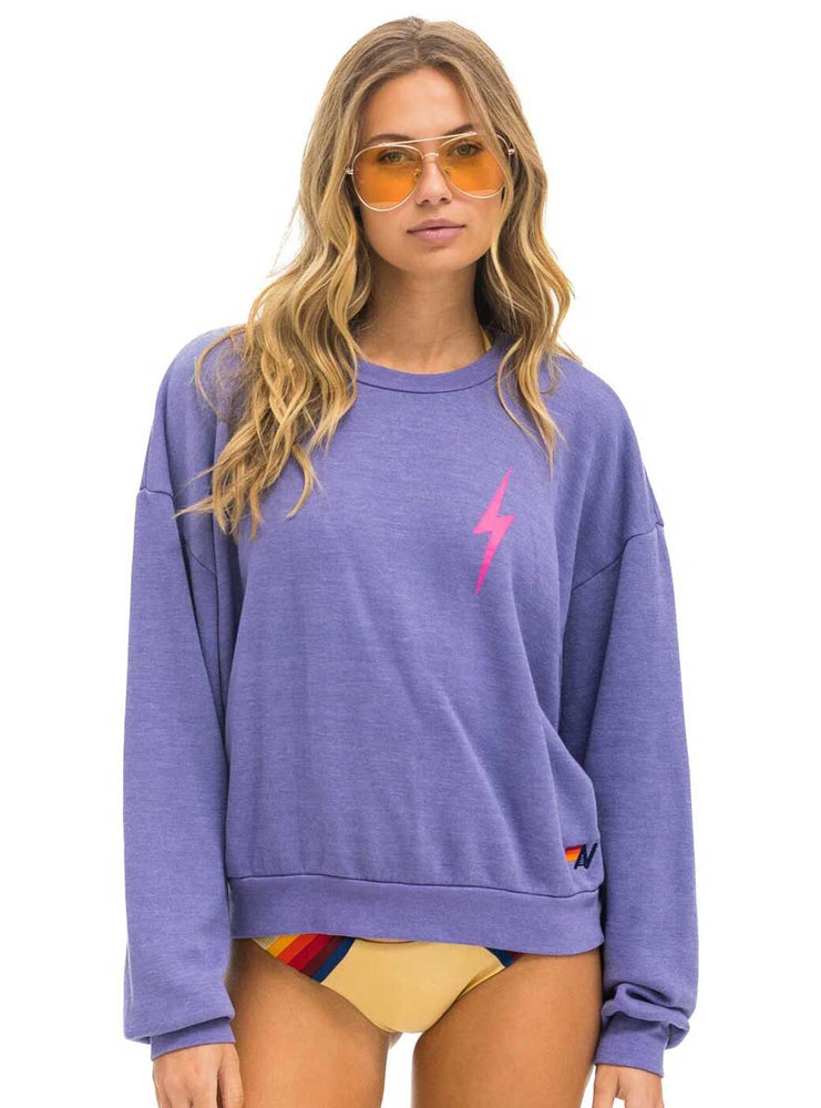 Aviator Nation Women's Bolt 2 Relaxed Crew Sweatshirt - Lavender Neon Pink