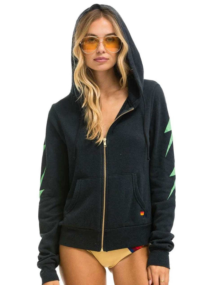 Aviator Nation Women's Bolt 4 Relaxed Crew Hoodie - Charcoal Mint