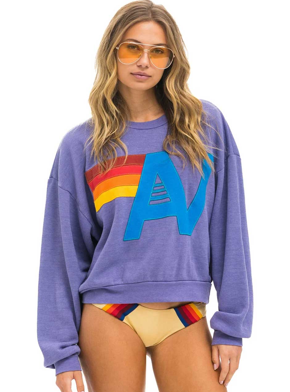 Aviator Nation Women's Logo Stitch Relaxed Crew Sweatshirt - Lavender