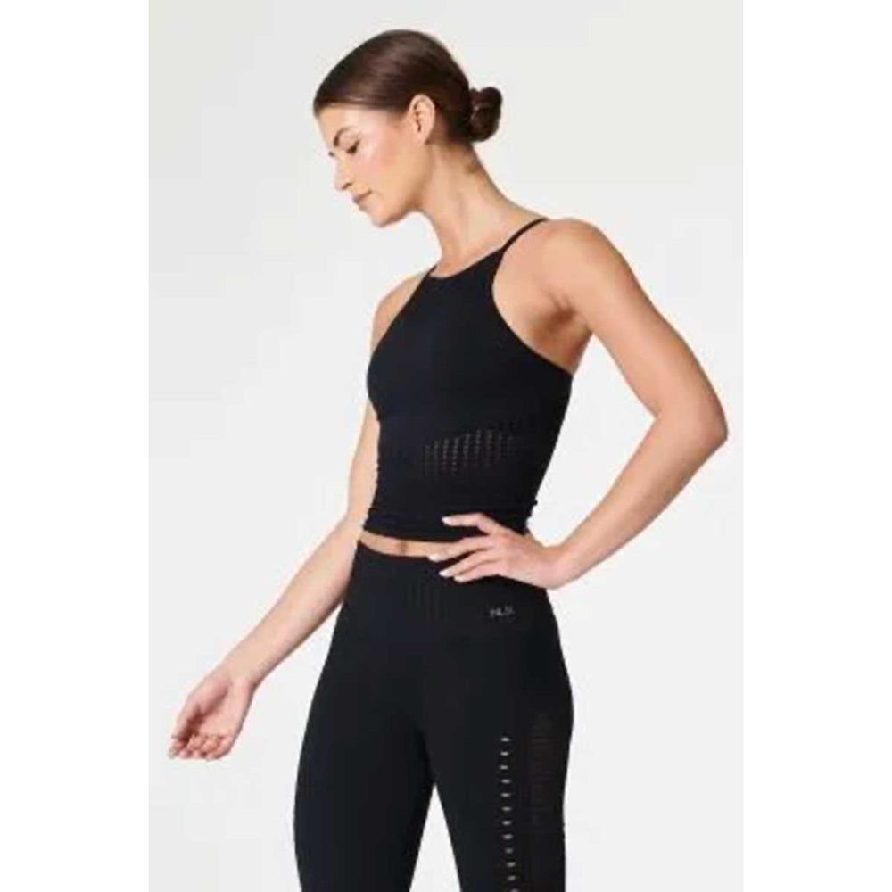 
                      
                        NUX Active Women's Active Mesh Up Cropped Halter Tank Top - Black
                      
                    