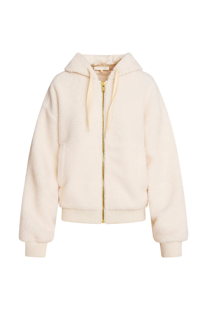 LoveShackFancy Taka Full-Zip Fleece Jacket Cream