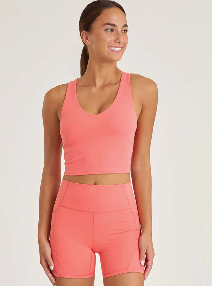 Thrive Société Women's Endure Perforated Bra Tank Top - Flamingo Pink