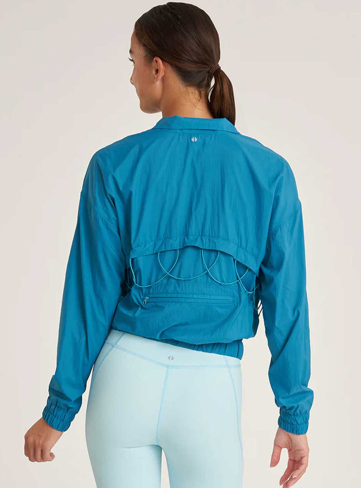 Thrive Société Women's Packable Bungee Windbreaker Jacket -  Caribbean Blue