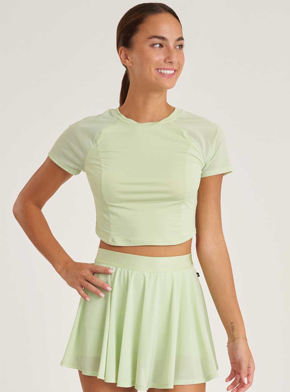 Thrive Société Women's Mesh Performance Cropped Tee - Matcha Green