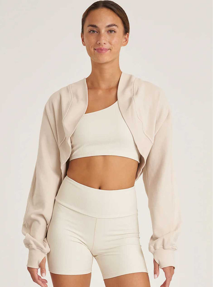 Thrive Société Women's Cloud Cropped Cardigan Sweater - Birch