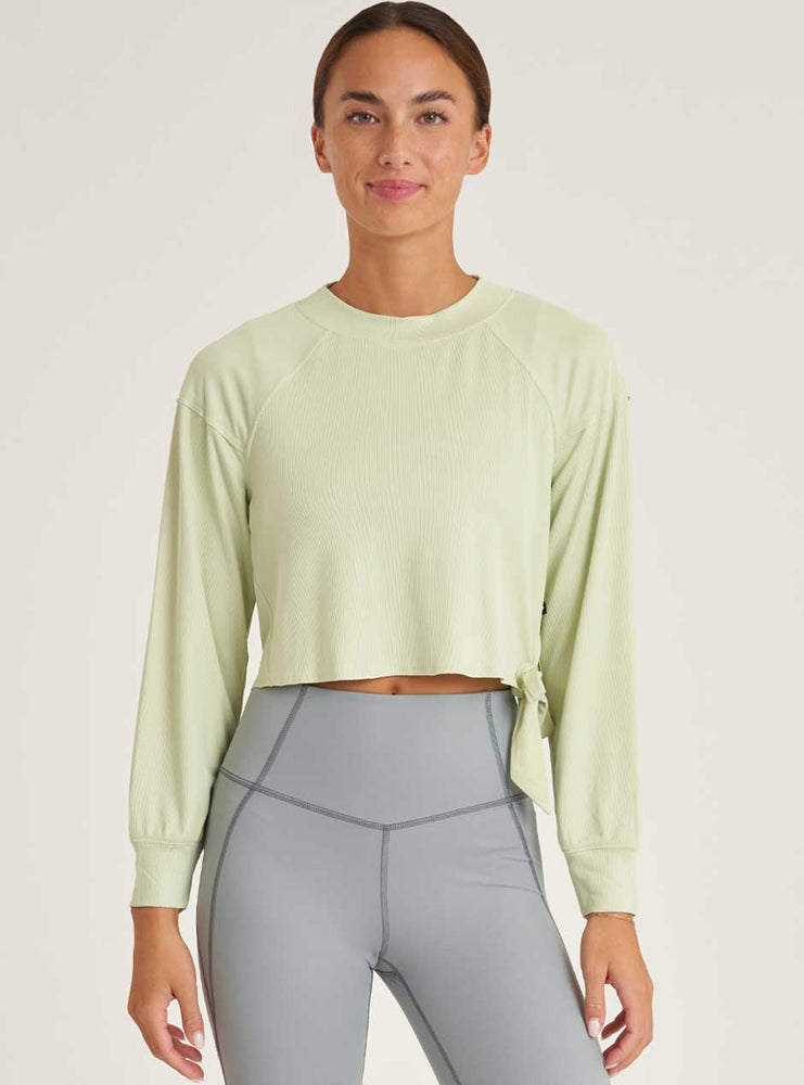 
                      
                        Thrive Société Women's Cropped Tie Long Sleeve Pullover - Matcha Green
                      
                    