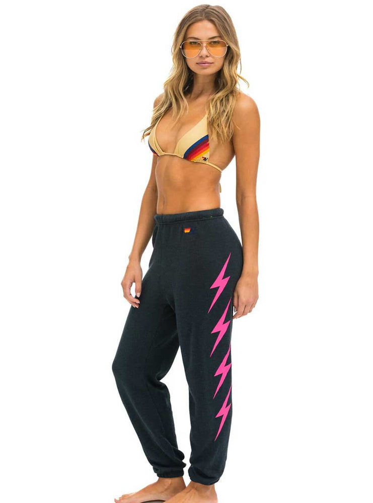 Aviator Nation Women's Bolt 4 Sweatpants - Charcoal Neon Pink