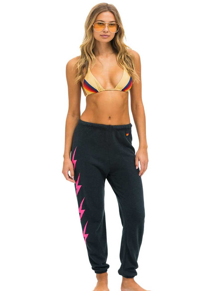 Aviator Nation Women's Bolt 4 Sweatpants - Charcoal Neon Pink