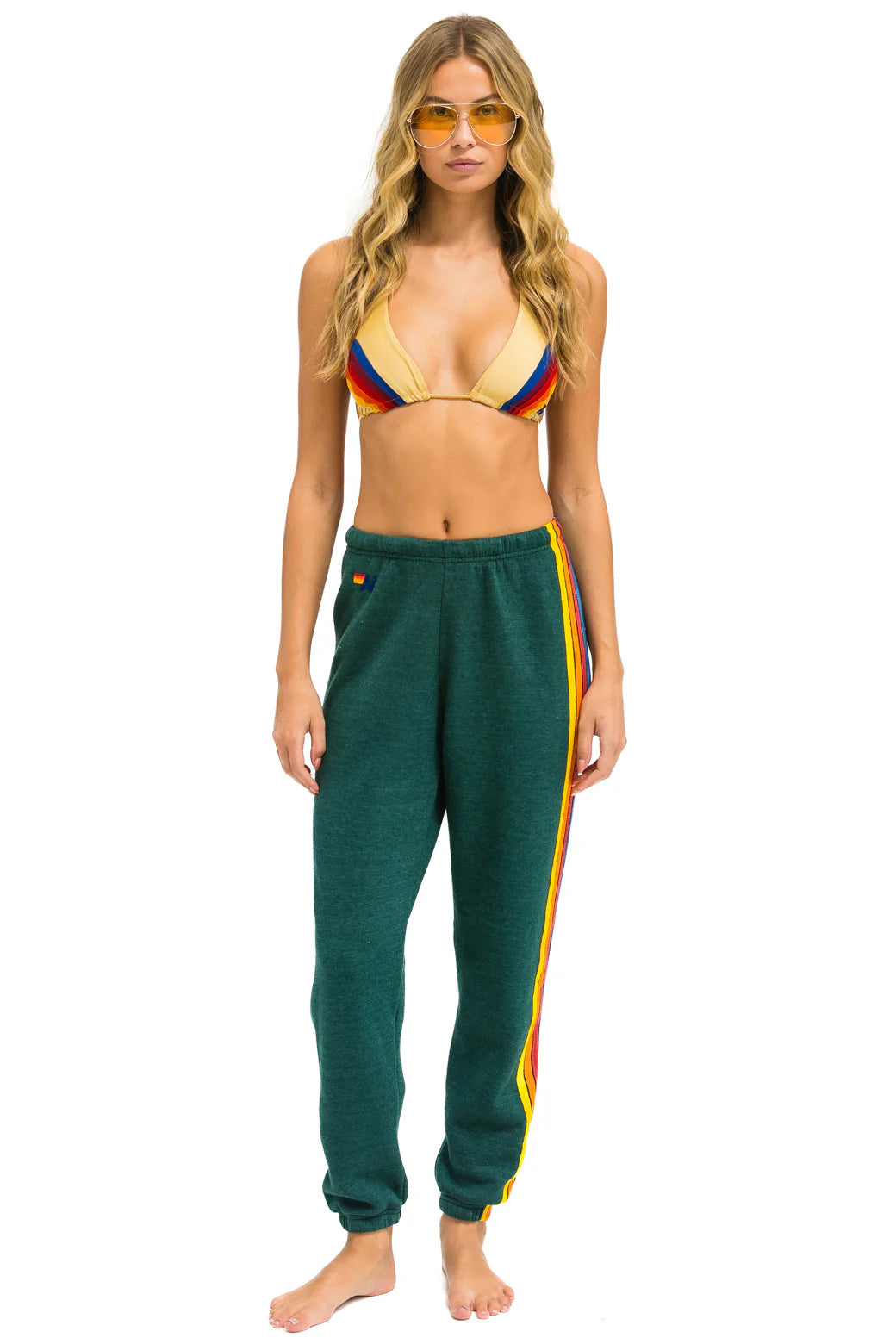 Aviator Nation 5 Stripe Sweatpants Forest