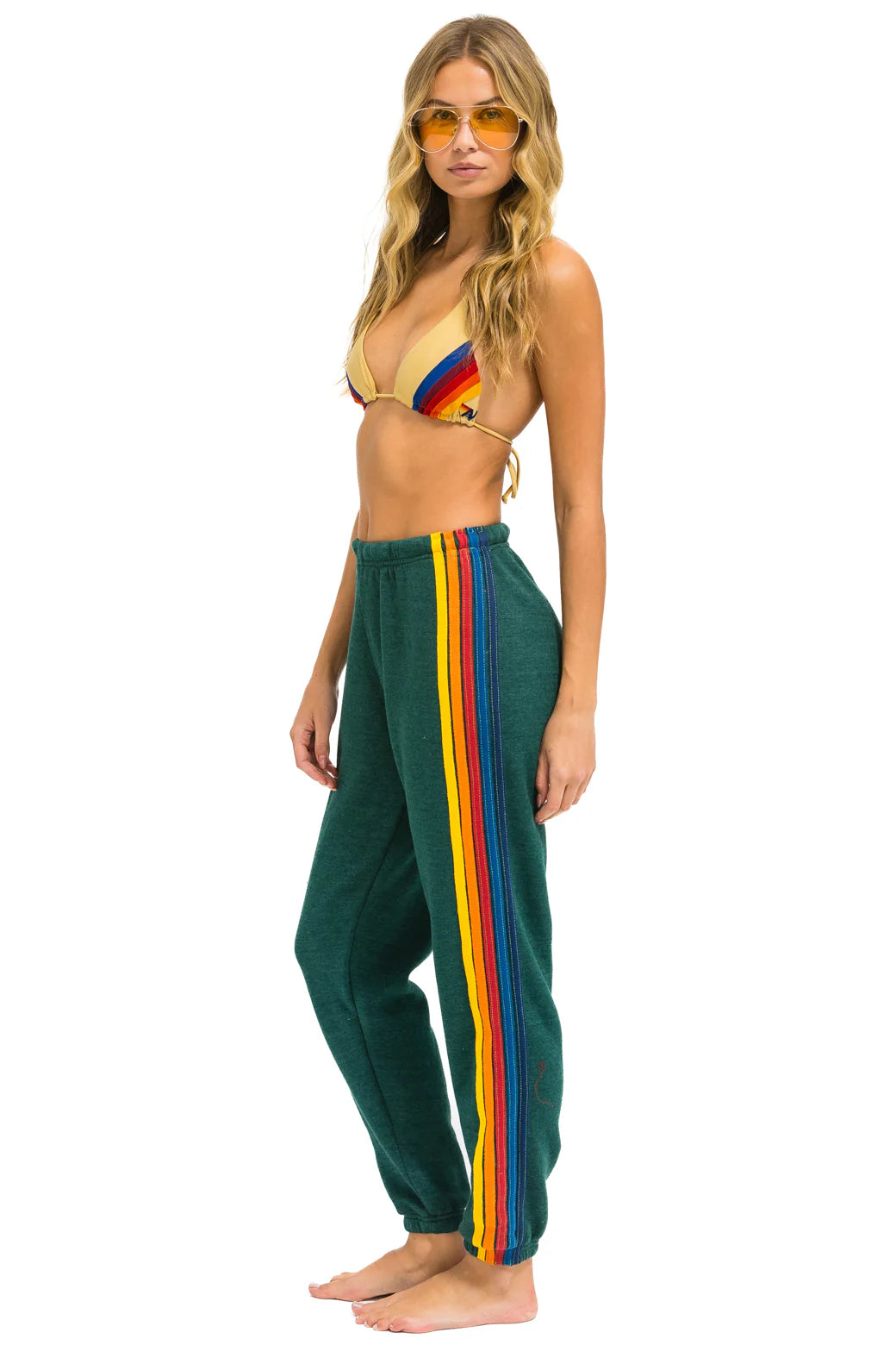 Aviator Nation 5 Stripe Sweatpants Forest