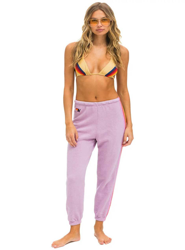 
                      
                        Aviator Nation Women's 5 Stripe Sweatpants - Mauve Pink Green
                      
                    