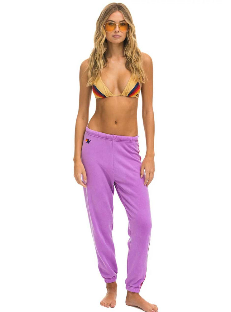 Aviator Nation Women's 5 Stripe Sweatpants - Neon Purple Pink Purple