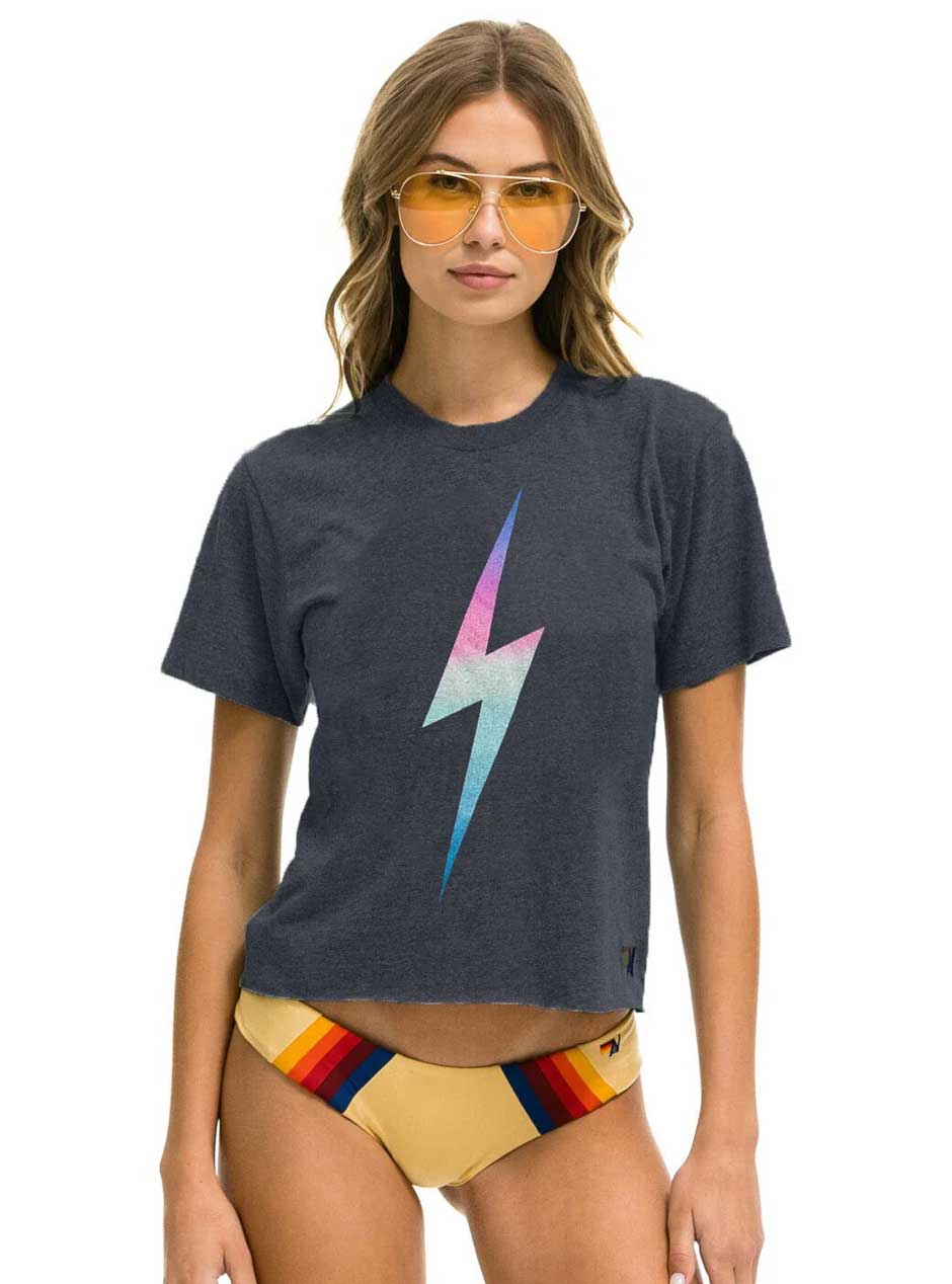 Aviator Nation Women's Bolt Boyfriend Tee - Rainbow Pink