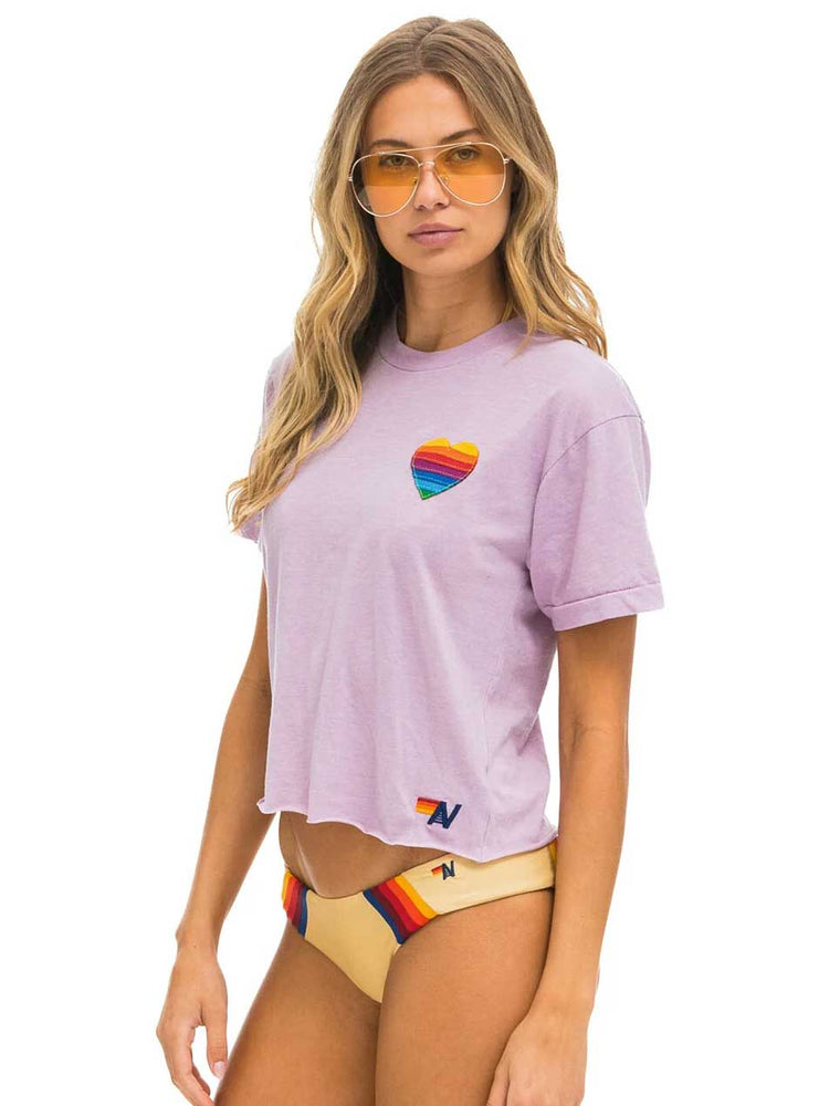 
                  
                    Aviator Nation Women's Rainbow Heart Stitch Boyfriend Tee - Mauve Purple
                  
                