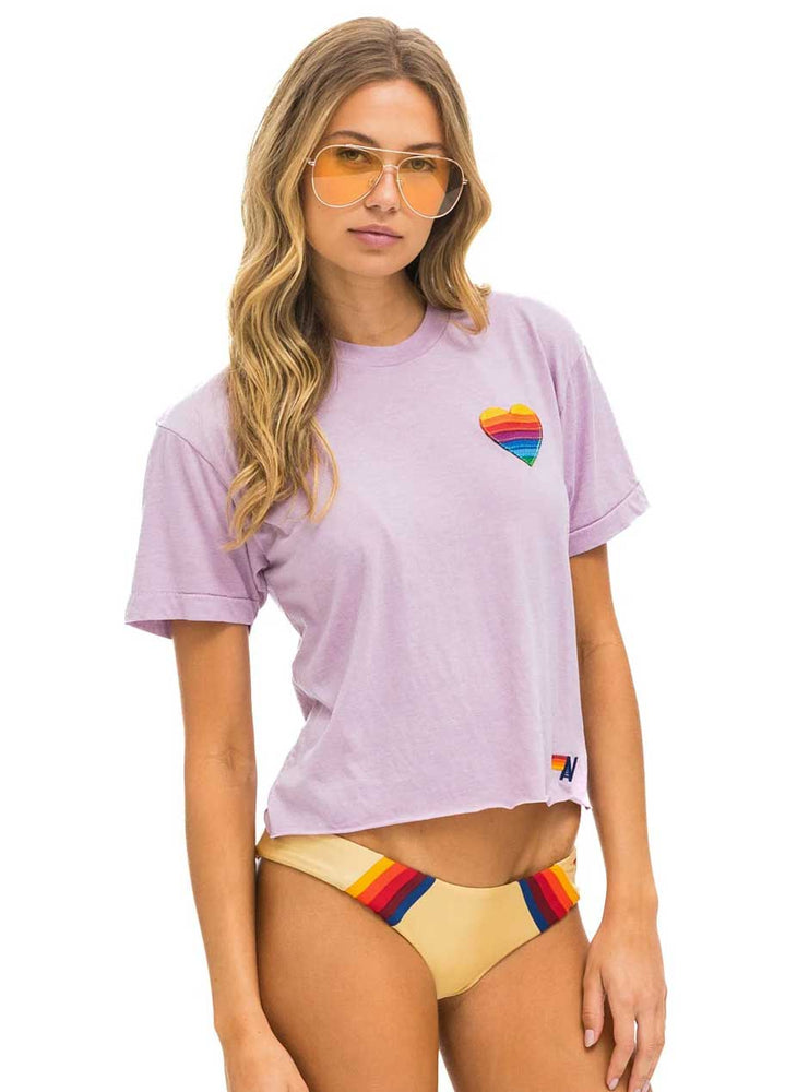 
                  
                    Aviator Nation Women's Rainbow Heart Stitch Boyfriend Tee - Mauve Purple
                  
                