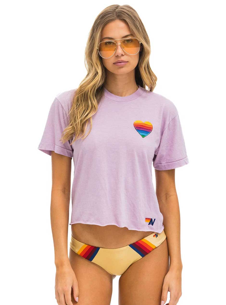 Aviator Nation Women's Rainbow Heart Stitch Boyfriend Tee